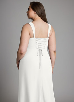 Azazie Agustina Robes de demoiselle d'honneur Robe Sirène en Mousseline de soie Corset Blanc image13