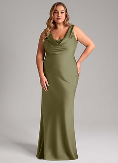 Azazie Rylina Bridesmaid Dresses Pistachio Mermaid Stretch Satin Dress image7
