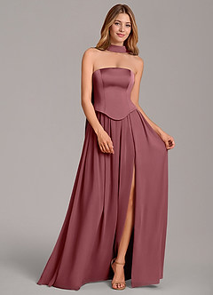 Azazie Cadence Suknie dla druhen Linia A Gorset Satyna elastyczna Do ziemi Sukienka image3