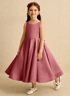 Azazie Babs vestidos de niña de las flores Vestido de Rosa Antigua de Satin Mate de Corte Princesa con Plisado image8