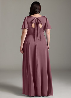 Azazie Kimber Bridesmaid Dresses Amethyst A-Line Ruched Stretch Satin Dress image8