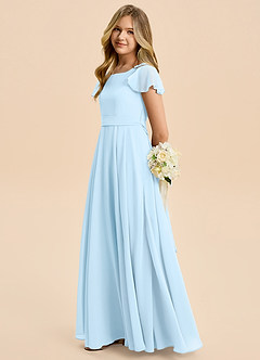 Azazie Cady Junior Sky Blue A-Line Pleated Chiffon Dress image7