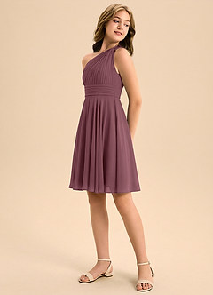 Azazie Charlize Junior Sangria A-Line Pleated Chiffon Dress image4