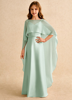 Azazie Fishie Girls Formal Abiti da Ragazza di Fiori Abito A-Line in Raso Opaco Agave image1