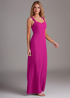 Azazie Denice Vestidos de damas de honor Vestido de Fucsia de Gasa de Recto con Plisado image5