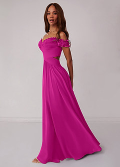 Barbie ♥ Azazie Bridesmaid Dresses Fuchsia A-Line Off the Shoulder Chiffon Convertible Dress image3