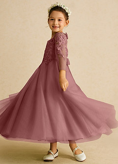 Azazie Precious Blumenmädchenkleider A-Linie Spitze Tüll Kleid Wüstenrose image5