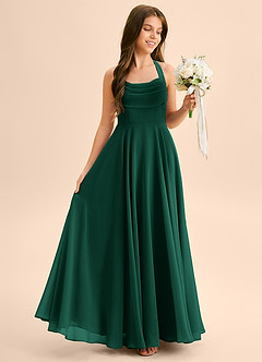 Azazie Kady Junior Robe Trapèze en Mousseline de soie Encolure en Forme de Cœur émeraude image5