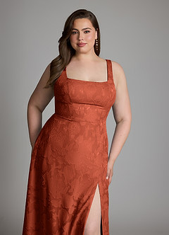 Azazie Debra Bridesmaid Dresses Auburn A-Line with Pockets Floral Burnout Dress image15