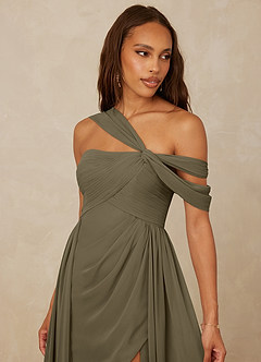 Christian Siriano Bridal for Azazie 1014 Bridesmaid Dresses Willow Green A-Line Off the Shoulder Chiffon Dress image7
