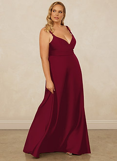 Christian Siriano Bridal for Azazie 1001 Brautjungfernkleider A-Linie Herzausschnitt Stretch-Satin Kleid Burgunderrot image14