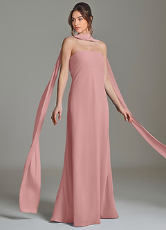 Azazie Ilana Abiti da Damigella Abito A-Line in Chiffon Senza Spalline Rosa Polverosa image5