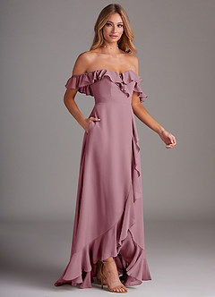 Azazie Lyra Bridesmaid Dresses Vintage Mauve A-Line Chiffon Convertible Dress image6