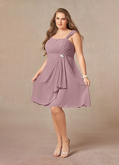 Azazie Olivia Abiti per la Madre della Sposa Abito A-Line in Chiffon Plissettato con Scollo Quadrato Rosa Polverosa image10