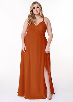 Azazie Davis Bridesmaid Dresses Paprika A-Line V-Neck Chiffon Dress image7