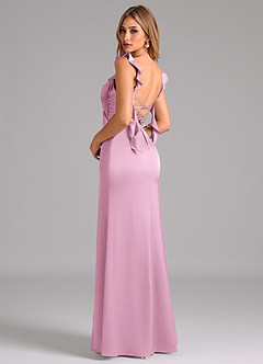 Azazie Jessamine Bridesmaid Dresses Candy Pink Sheath Corset Stretch Satin Dress image2