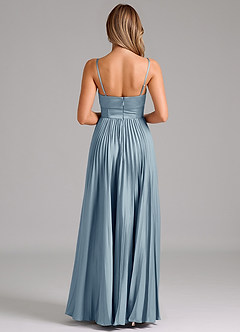 Azazie Tyla Bridesmaid Dresses Dusty Blue A-Line Sweetheart Neckline Stretch Satin Dress image2
