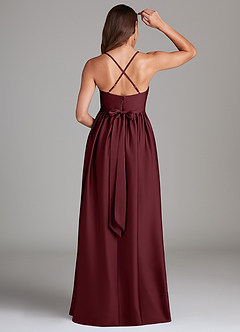 Azazie Llana Maternity Bridesmaid Dresses A-Line Stretch Satin Floor-Length Dress with Pockets image2