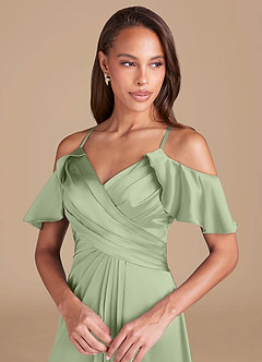 Azazie Dakota Venta Final Vestido de Auburn de Satén Metálico de Corte en A con Vestidos sin tirantes image2