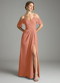 Azazie Dakota Bridesmaid Dresses MAI TAI A-Line V-Neck Pleated Chiffon Dress image1