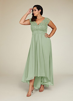 Azazie Irmeli Mother of the Bride Dresses Dusty Sage A-Line Lace Chiffon Dress image7