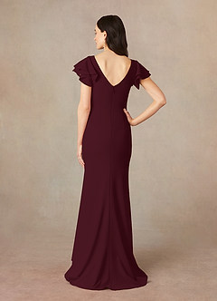 Azazie Peppermint Mother of the Bride Dresses Cabernet Mermaid Scoop Ruched Stretch Crepe Dress image4