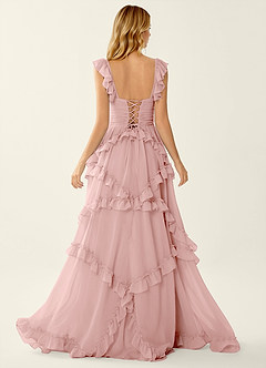 Mirabelle Rose Poudré Robe de bal en mousseline corsetée à lacets dans le dos et volants image2
