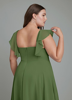Azazie Leilani Bridesmaid Dresses Olive A-Line Pleated Chiffon Dress image12