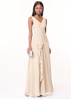 Azazie Julianna Robes de demoiselle d'honneur Robe Trapèze en Mousseline de soie Albâtre Blanc image1