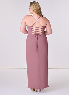 Barbie ♥ Azazie Bridesmaid Dresses Vintage Mauve Sheath Corset Chiffon Dress image7