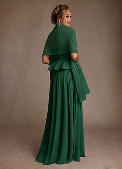 Azazie Josabeth vestidos de madre de la novia Vestido de Verde Oscuro de Gasa de Corte en A con Plisado image3