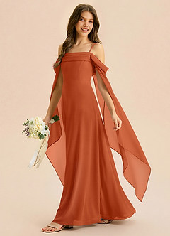 Azazie Moana Junior Linia A Pofałdowany Szyfon Długość podłogi Młodsza druhna Sukienka image2