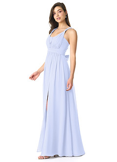 Azazie Olani Bridesmaid Dresses Lavender A-Line Off the Shoulder Chiffon Convertible Dress image4