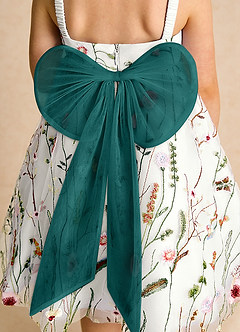 Azazie Peppa Flower Girl Dresses Ivory Peacock A-Line Sweetheart Neckline Tulle Dress image6