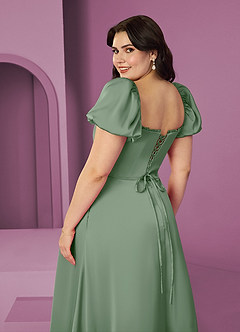 Barbie ♥ Azazie Bridesmaid Dresses Matcha A-Line Ruched Stretch Satin Dress image8