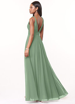 Azazie Maren Robes de demoiselle d'honneur Robe Trapèze en Mousseline de soie Plissée Matcha image4