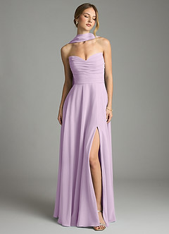 Azazie Ayla Abiti da Damigella Abito A-Line in Chiffon Scollo a Cuore Lilla Glassato image7