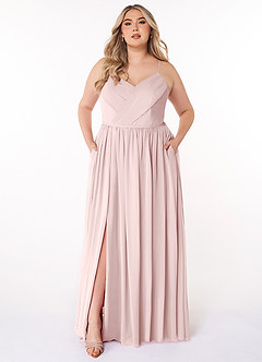 Azazie Cora Bridesmaid Dresses Blushing Pink A-Line Pleated Chiffon Dress image6