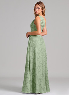 Azazie Phaedra Bridesmaid Dresses Dusty Sage A-Line One Shoulder Floral Burnout Dress image2