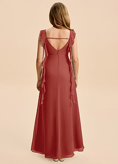 Azazie Cindy Junior Terracotta A-Line Ruched Chiffon Dress image5