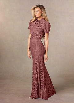 Azazie Carleannia Kleider für die Brautmutter Meerjungfrau-Linie Spitze Chiffon Kleid Wüstenrose image2