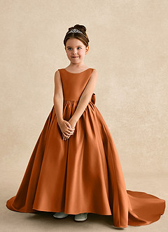 Azazie Mimia Flower Girl Klänningar Klänning A-Line i Matt satäng Rosett image3