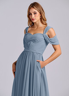Azazie Koa Final Sale Sky Blue A-Line Off the Shoulder Chiffon Dress image7