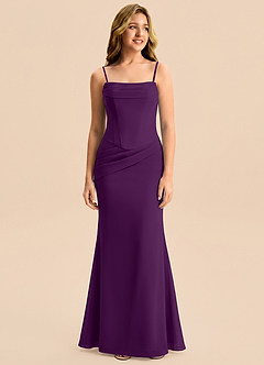 Azazie Sorrel Junior Meerjungfrau-Linie Plissee Chiffon Kleid Traube image6