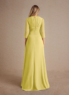 Azazie Mayfield Mère de la mariée Robes Robe Trapèze en Mousseline de soie Plissée Canari image3