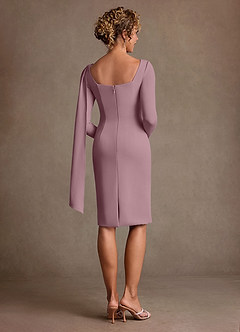 Azazie Merian 신부의 어머니 드레스 컬럼 주름진 스트레치 크레이프 무릎 길이 드레스 image2