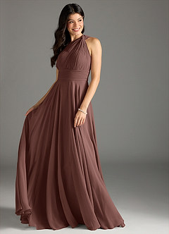 Azazie Charlize Bridesmaid Dresses Espresso A-Line One Shoulder Chiffon Dress image3