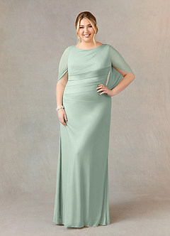 Azazie Belladonna Mother of the Bride Dresses Agave Mermaid Scoop Pleated Mesh Dress image7