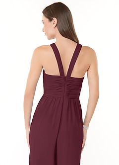 Azazie Berdie Robes de demoiselle d'honneur Combinaison en Mousseline de soie Dos nu Cabernet image6