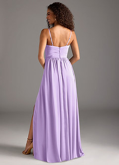 Azazie Alia Bridesmaid Dresses Lilac A-Line Pleated Stretch Satin Dress image4
